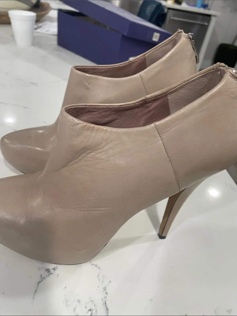 Vince Camuto Blush Leather Pointed Ankle Booties